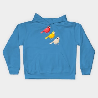 Funny group of canaries with cute eyes Kids Hoodie